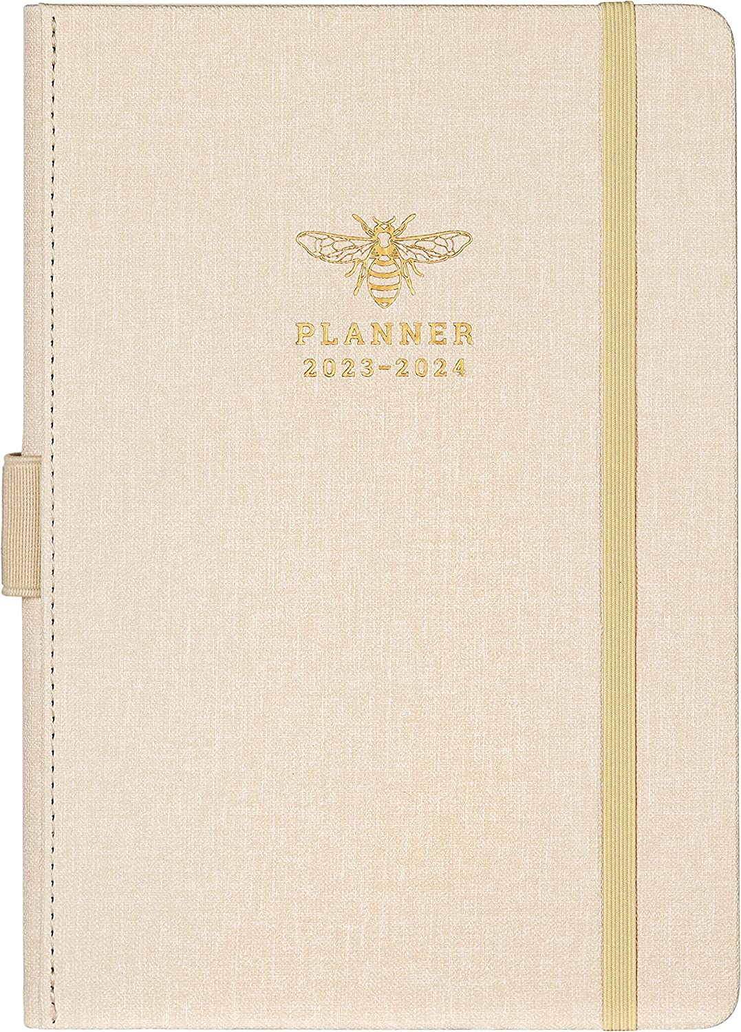 230816014040576_1 Planner 2023-2024 - Academic Planner 2023-2024 from July 2023 - June 2024, 2023-2024 Weekly Monthly Planner with Calendar Stickers, 5.75" x 8.25", Saffiano Leather, Pen Loop, Back Pocket - Black Bee - Image 1